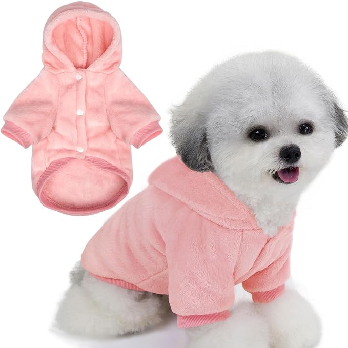 FabriCastle Dog Hoodie Sweater for Small Dogs Boy and Girl, Dog Clothes XS XXS Puppy Sweatshirt, Pet Outfit, Cat Clothing Super Soft Warm Snap On Closure (Pink, Large)