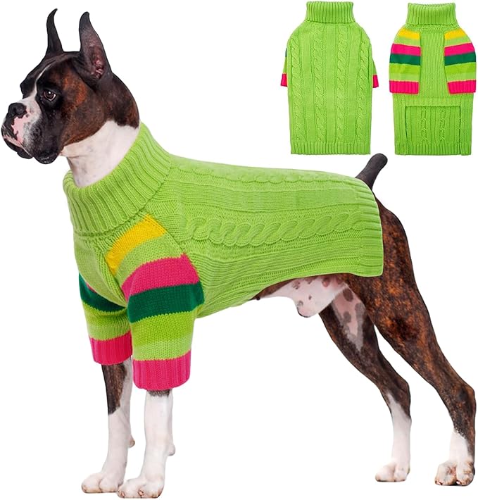Dog Sweaters Turtleneck, Large Dog Sweater Thick Warm, Stretchy Winter Sweaters for Large Size Dogs, Warm Thick Christmas Dogs Sweater, St Bernard, Great Dane (Green XXXXXL)