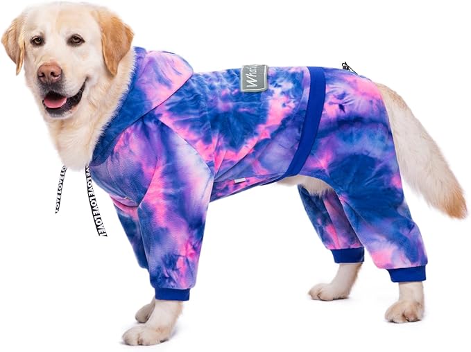 Dog Hoodies Winter Coat for Large Medium Dogs, Pullover 7 Legs Warm Coat Hooded Sweatshirt, Fleece Hoodie for Cold Weather (Bandhnu Pink, 2X-Large)