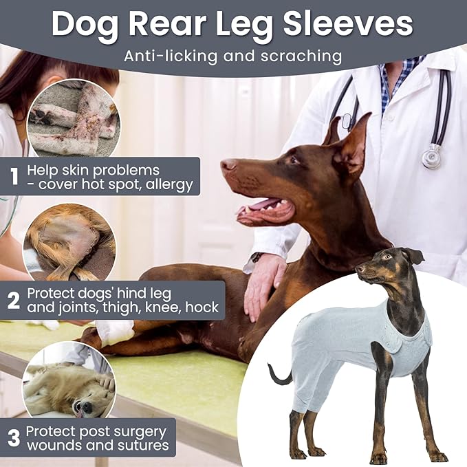 Nanaki Dog Wound Care Shirt,Dog Leg Sleeve to Stop Licking Rear Leg and Abdomen,Pet Surgery Suit Female Spay,Dogs Onesie for Surgery Female Male,Pet Surgical Recovery Suit Female Wound Heal Clothes