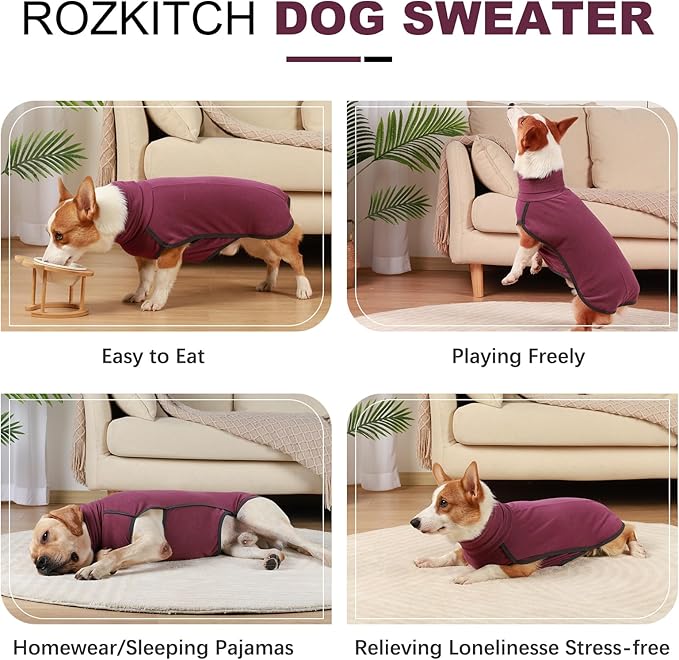 ROZKITCH Dog Pajamas for Small Dogs, Pet Windproof Warm Cold Weather Jacket Vest Cozy Jumpsuit Apparel Outfit Clothes for Walking Hiking Travel Sleep Red XS