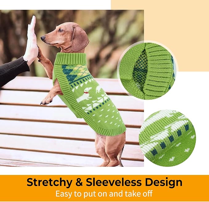 Lelepet Dachshund Sweater, Turtleneck Dog Sweaters for Small Dogs, Warm Pullover Knitted Pet Coat, Cold Weather Dachshund Clothes, Fall/Winter Cozy Outfit (XS-XL)