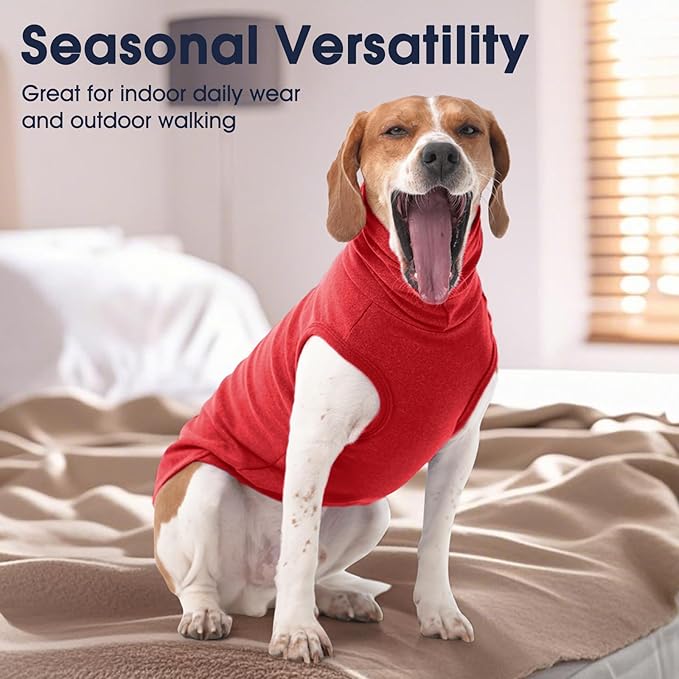 IECOii XXL Dog Sweater - Stretch Fleece Vest with Turtleneck,Red,XX-Large, Warm Christmas Winter Pullover for Large Dogs Like Pitbulls, Turtleneck Dog Fleece Sweater Coat Cozy Pet Pajamas Sweatshirt