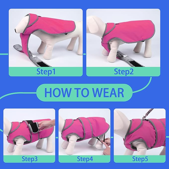 MIGOHI Warm Dog Coat Winter Dog Jacket,Waterproof Cold Weather Coats for Dogs,Fleece Jacket for Small Medium Large Dogs,Reflective Thick Fleece Vest with Leash Hole