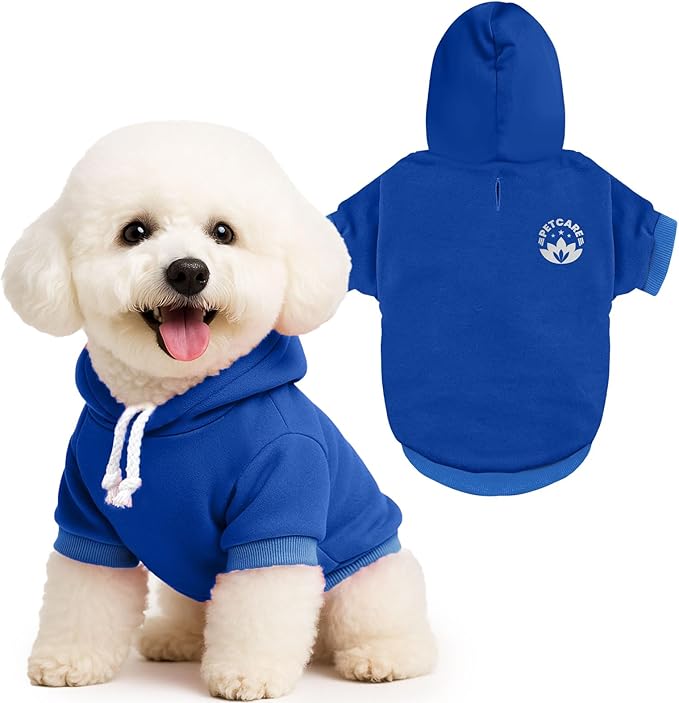 PETCARE Dog Hoodie Sweaters for Small Medium Dogs Cats Cute Soft Warm Fleece Puppy Sweaters Dog Clothes Hoodies Sweatshirt Reflective Fall Winter Chihuahua Yorkie French Bulldog Outfits, Navy