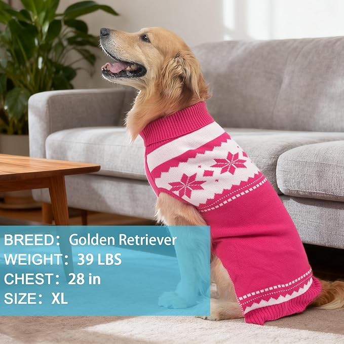 Mihachi Dog Sweater - Winter Coat Apparel Clothes with Colorful Stripes for Cold Weather, Pink S