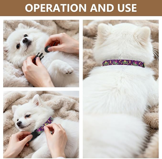 Colorful Mardi Gras Cat Collar with Bell 2 Pack Dog Collar Adjustable Length 10.6" to 17.1"