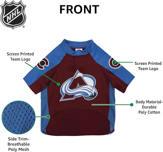 Pets First NHL Colorado Avalanche Jersey for Dogs & Cats, X-Large. - Let Your Pet Be A Real NHL Fan!