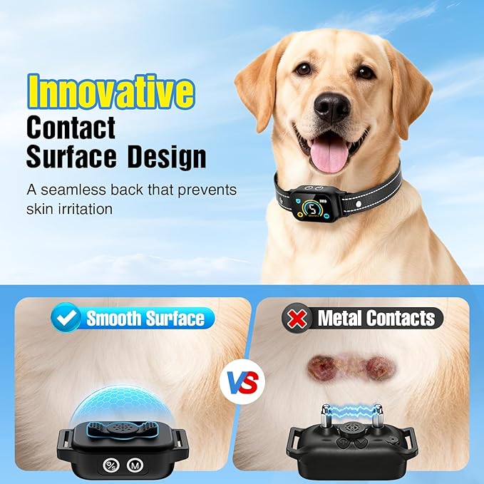 2 Pack Bark Collar, Smart Dog Bark Collar for Large Medium Small Dogs, Rechargeable Ultra-Light Training Collar with Beep Vibration, Anti Barking Device with 5-Level Sensitivity (Black)