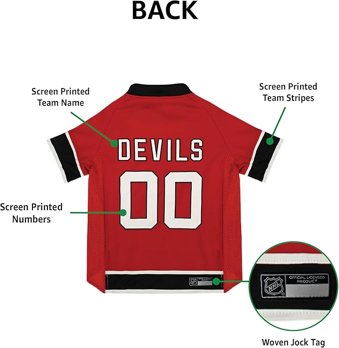 Pets First NHL New Jersey Devils Jersey for Dogs & Cats, Large. - Let Your Pet Be A Real NHL Fan!