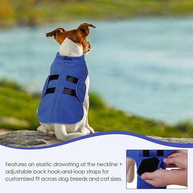 Dog Sweater,Adjustable Dog Sweaters for Small, Medium and Large Dogs Boys Girls, Dachshund Chihuahua Fleece Dogs Sweater(Blue,S)