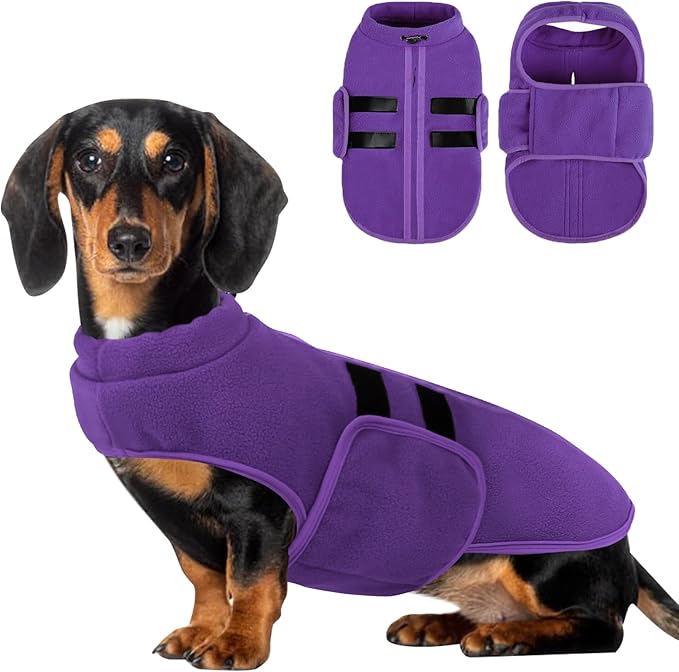 Dog Sweater,Adjustable Dog Sweaters for Small, Medium and Large Dogs Boys Girls, Dachshund Chihuahua Fleece Dogs Sweater(Purple,XS)