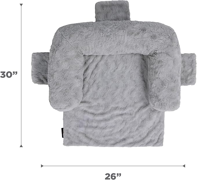 Best Friends by Sheri Calming Dog Blanket with Supportive Bolster, Machine Washable Faux Fur Pet Throw, Gray, Medium