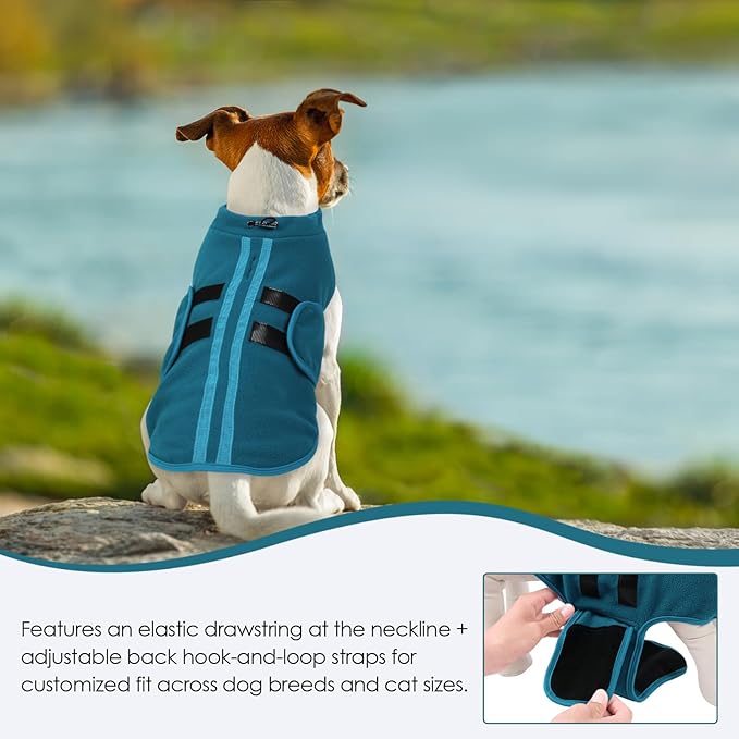 Dog Sweater,Adjustable Dog Sweaters for Small, Medium and Large Dogs Boys Girls, Dachshund Chihuahua Fleece Dogs Sweater(Peacock Blue,M)