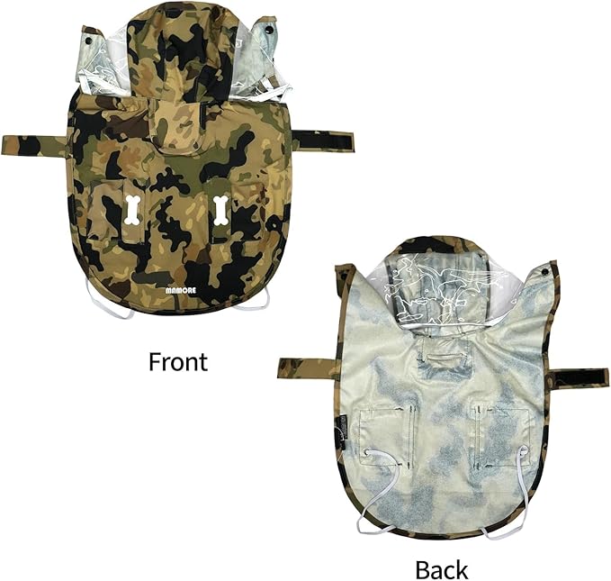 Waterproof Dog Raincoat, Adjustable Reflective Lightweight Pet Rain Clothes with Poncho Hood(Medium,Camo)