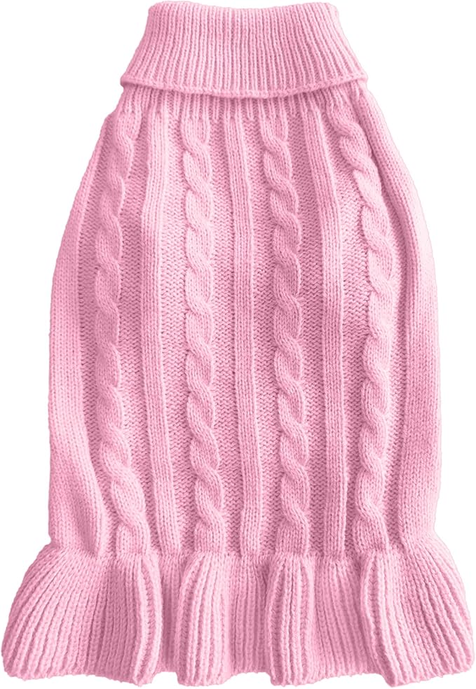 CHBORCHICEN Small Dog Sweaters Knitted Pet Cat Warm Dog Sweatshirt Winter Clothes Kitten Puppy Sweater (M, Dress-Pink)