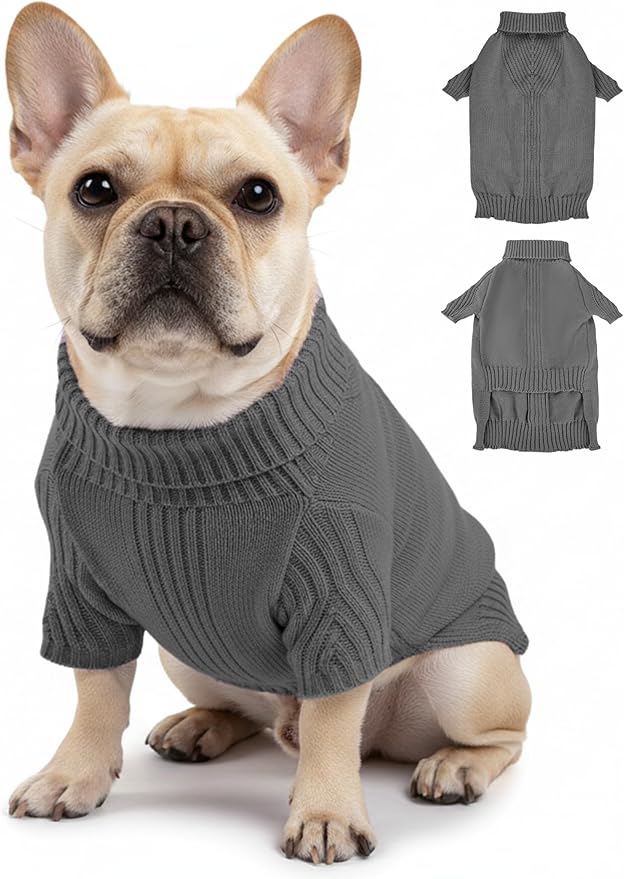 Dog Sweaters for Small Medium Large Dog, Classic Turtleneck Pet Clothes Warm Thermal Doggy Winter Coat, Thick Double Knitting Collar Pullover Cold Weather Puppy Jacket for Indoor & Outdoor Wear