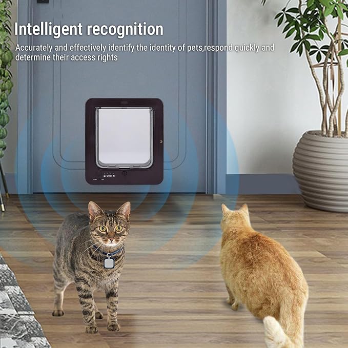 Smart Cat Door, Smart Sensor Identification Automatic Cat Door, Collar Activated Pet with Remote Control and Easy Installation for Cats Dogs