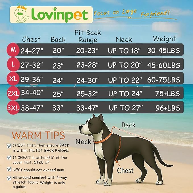 LovinPet Pajamas for Big Dogs, Pet Anxiety Calming Shirt, Anti Licking Dog Pajamas, Pink Granny Print, Pitbull Clothes, 4 Legged Pullover Large Dog Pjs for Parties, Camping, Travel, and Home,3XL