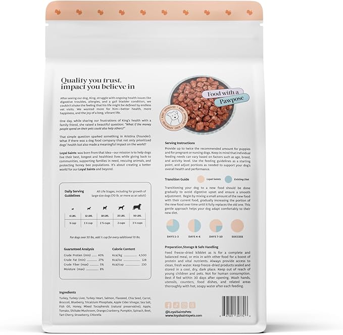 Freeze Dried Raw Dog Food - Premium Turkey and Salmon Flavor with High Protein and Grain Free Dog Food for All Breeds and Picky Eaters - Versatile as Meal Topper, Snack, and Treats, 5 Oz