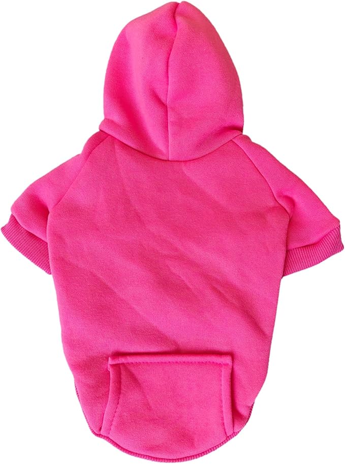 Jecikelon Winter Dog Hoodie Sweatshirts with Pockets Warm Dog Clothes for Small Dogs Chihuahua Coat Clothing Puppy Cat Custume (Rose red, Medium)