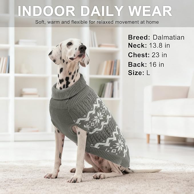 BEAUTYZOO Dog Christmas Sweater for Medium Dogs Boy Girl,Thick Warm Winter Turtleneck Pullover Cable Knit Big Dog Sweaters Pitbull Labrador Golden Retriever Clothes Male Female Pet Jacket, Navy Grey M
