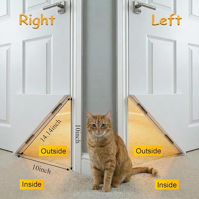 Cat Door Interior Door Hinges Cat Door Corner Hinge Kit Clears the Floor-L | Indoor Cat Door Fits Hollow Doors and Solid Core Cat Doors Easy DIY Install Without Striking the Floor Functional
