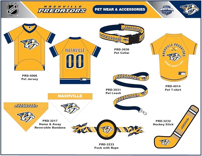 Pets First NHL Nashville Predators Jersey for Dogs & Cats, Small. - Let Your Pet Be A Real NHL Fan!