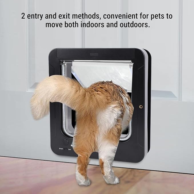 Generic 2026 Upgrade Smart Cat Door for Interior & Exterior, Automatic Sensing Pet Door with Collar Activated Opening, Electronic Cat Flap for Kitty Kittens Doggie