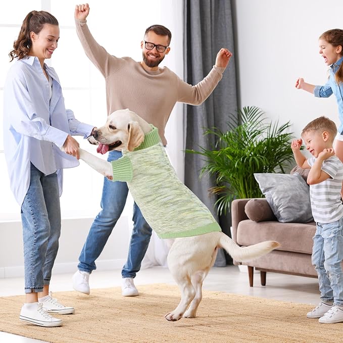 Pet Clothing,Turtleneck Dog Sweater,Sweaters for Dogs Boys and Girls,Pullover Dog Sweaters,Pet Knitted Clothes,Fit for Different Kinds Dogs,for Spring,Autumn and Winter(Green 2XL)