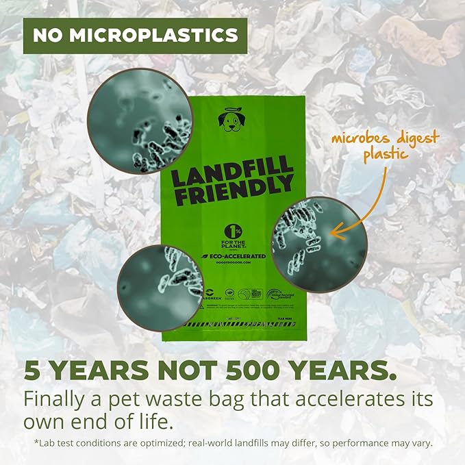 Doggy Do Good Landfill-Friendly Poop Bags | Dog Waste Bags Made with 50% Recycled Plastic + 15% Biobased Material | Unscented, Thick, Leak-Proof, Easy Open | Standard Size | 180 Count