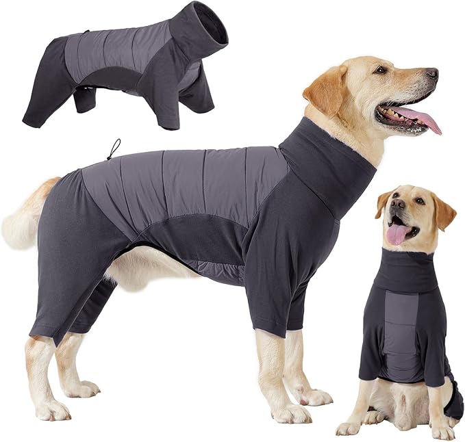 Dotoner Dog Sweater Warm Fleece Pullover Winter Sweatshirt with Turtleneck Leash Opening Waterproof Back Four Leg Cozy Clothes for Medium Large and Small Dogs