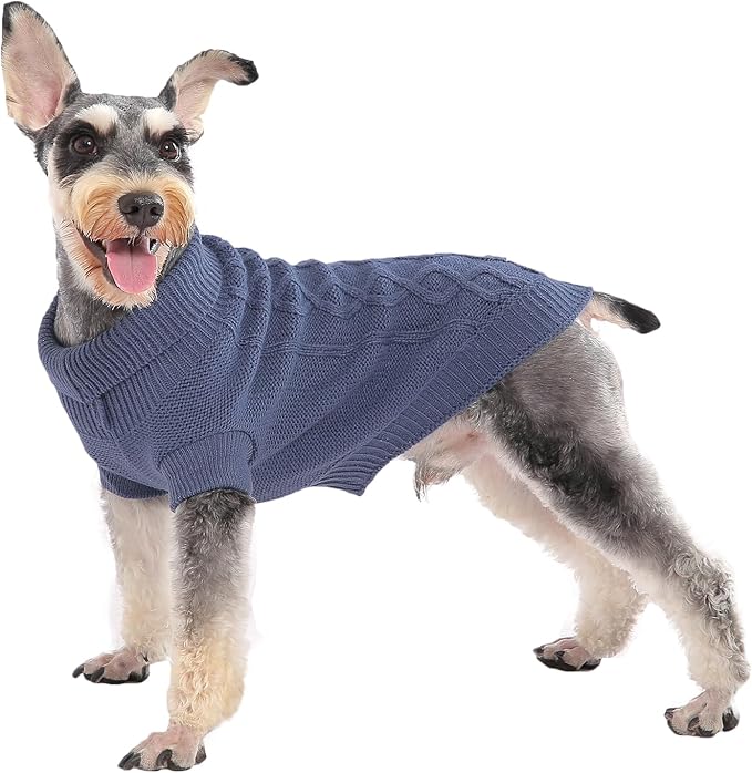 Dog Warm Winter Sweater Pet Clothes Knitwear for Medium Dog for Corgi, West Highland, Schnauzer, Border Collie, Dog Outfits (Dark Blue XL)