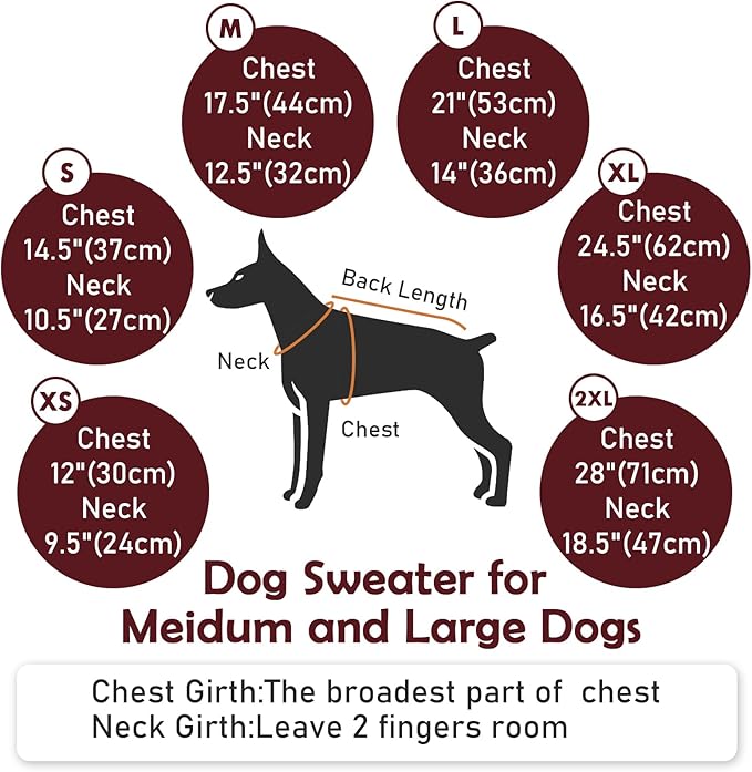 Red Large Dog Sweater, Classic Knit Turtleneck for Big Dogs - Warm Holiday Sweater with Harness Hole, Perfect for Dachshund, Frenchie & More