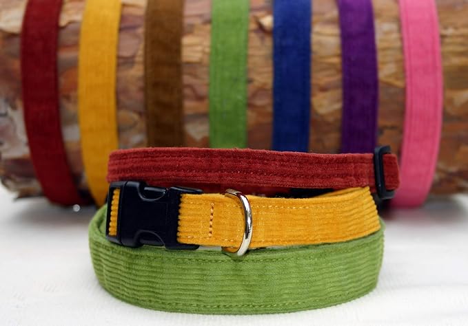 Hemp Corduroy Dog Collar - No Pattern (1/2" Extra Small, Rust)