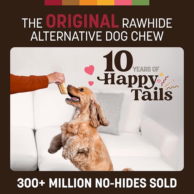 Earth Animal No Hide Chews - Long Lasting Rawhide Free Small Dog Chews Rolls, Beef - 6 Count