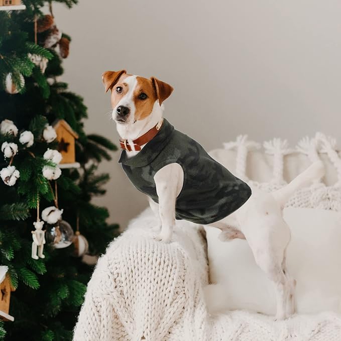 4 Pieces Winter Fabric Dog Sweater with Leash Ring Soft Fleece Vest Dog Clothes Plaid Camouflage Warm Puppy Jacket Pullover Clothes for Small Cat Puppy Chihuahua(XS)