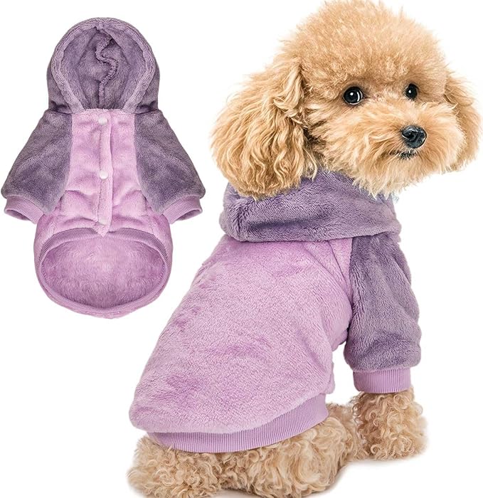 FabriCastle Dog Hoodie Sweater for Small Dogs Boy and Girl, Small Dog Clothes XS XXS Puppy Sweatshirt, Pet Outfit, Cat Clothing Super Soft Warm Snap On Closure (Lavender-Purple, XX-Small)