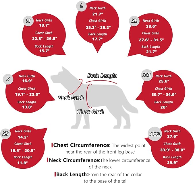 Dog Coat Dogs Jacket Waterproof Reflective Adjustable Dog-Winter Coats for Small/Medium/Large Dogs Dachshund Coat-(Red, X-Large)
