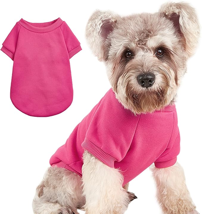 Puppy Sweater for Small Dogs Clothes Warm Winter Cat Clothe Pet Sweatshirt Knitwear Doggie Kitten Clothing, Rose, Medium