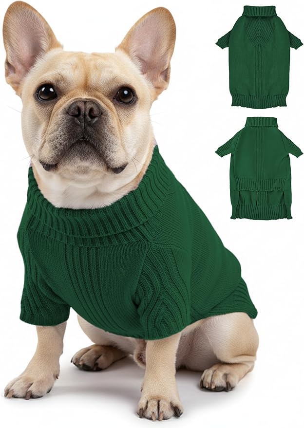 Dog Sweaters for Small Medium Large Dog, Classic Turtleneck Pet Clothes Warm Thermal Doggy Winter Coat, Thick Double Knitting Collar Pullover Cold Weather Puppy Jacket for Indoor & Outdoor Wear