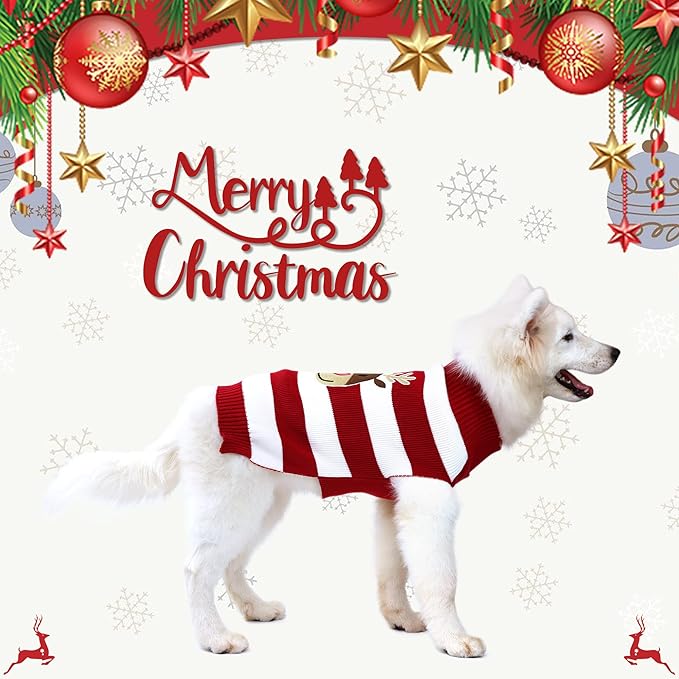 NACOCO Holiday Xmas Reindeer Sweaters Dog Sweaters New Year Christmas Sweater Pet Clothes for Small Dog and Cat (Red, XX-Small)
