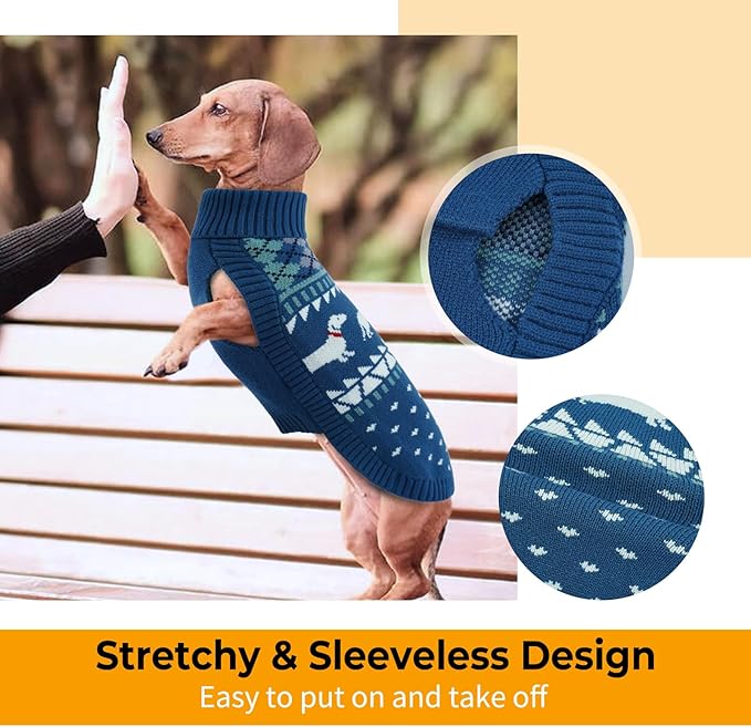 Lelepet Dachshund Sweater, Turtleneck Dog Sweaters for Small Dogs, Warm Pullover Knitted Pet Coat, Cold Weather Dachshund Clothes, Fall/Winter Cozy Outfit (XS-XL)