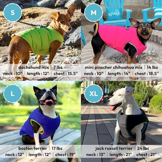 Gooby Padded Vest Dog Jacket - Solid Black, X-Small - Warm Zip Up Vest Fleece Jacket with Dual D Ring Leash Water Resistant for Small to Medium Dogs
