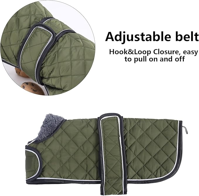 Dachshund Coat Dog Coats for Dachshunds Dachshund Winter Jacket with Padded Fleece Outdoor Dog Clothes with Adjustable Bands - Green - XS