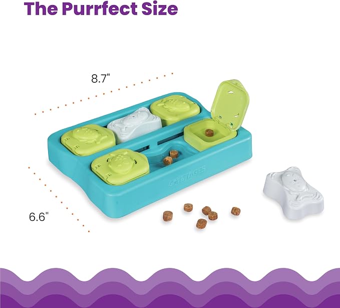 Catstages Nina Ottosson Kitty Cube Puzzle Cat Toy Treat Puzzle, 8.7" | Level 2 Intermediate, 10 Hidden Treat Cups, Problem Solving, Interactive Enrichment, Slow Feeder, Indoor Cats & Kittens