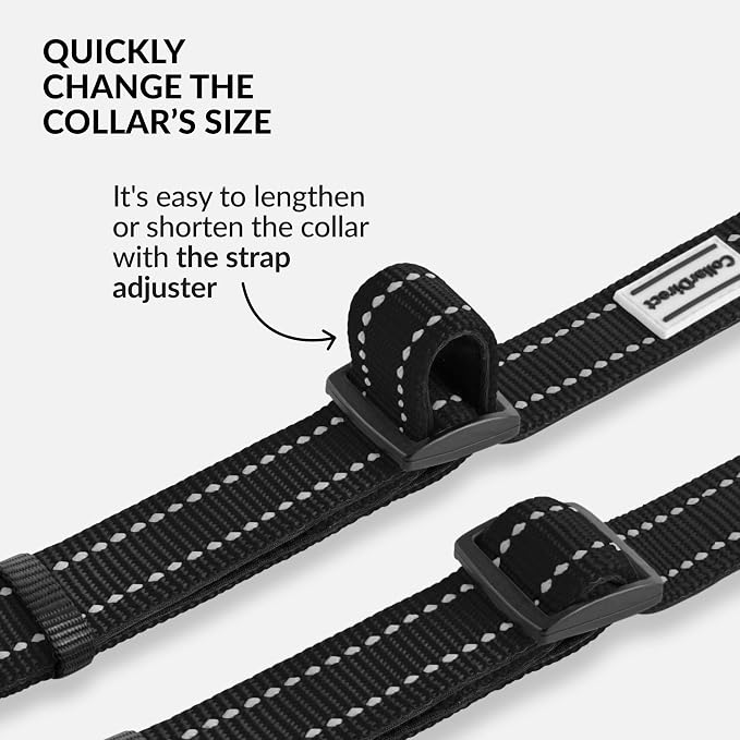 Reflective Dog Collar, Quick-Release Buckle (Black, 18-26 Inch)