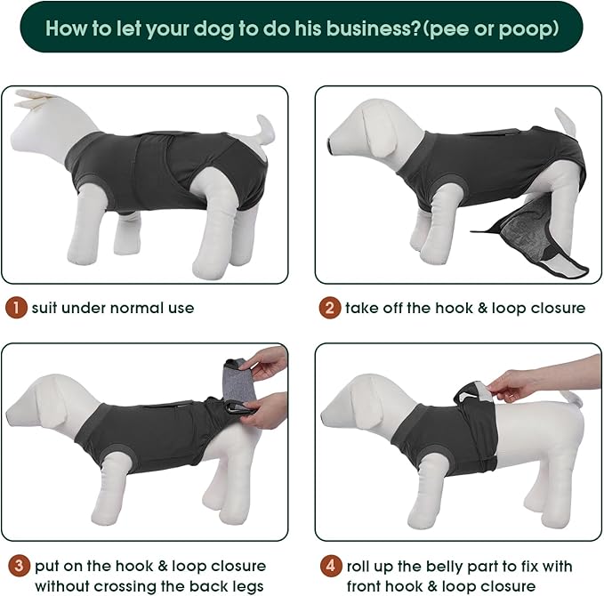 Kuoser Dog Surgery Suit - Female Spay & Male Neuter Recovery Onesie, Anti-Licking Abdominal Wounds Pet Surgical Recovery Bodysuit, Substitute E-Collar & Cone