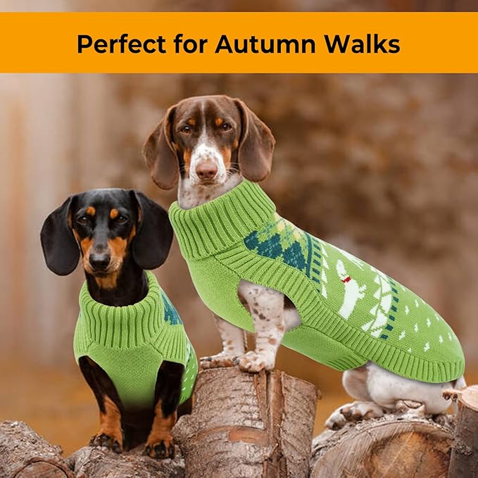 Lelepet Dachshund Sweater, Turtleneck Dog Sweaters for Small Dogs, Warm Pullover Knitted Pet Coat, Cold Weather Dachshund Clothes, Fall/Winter Cozy Outfit (XS-XL)