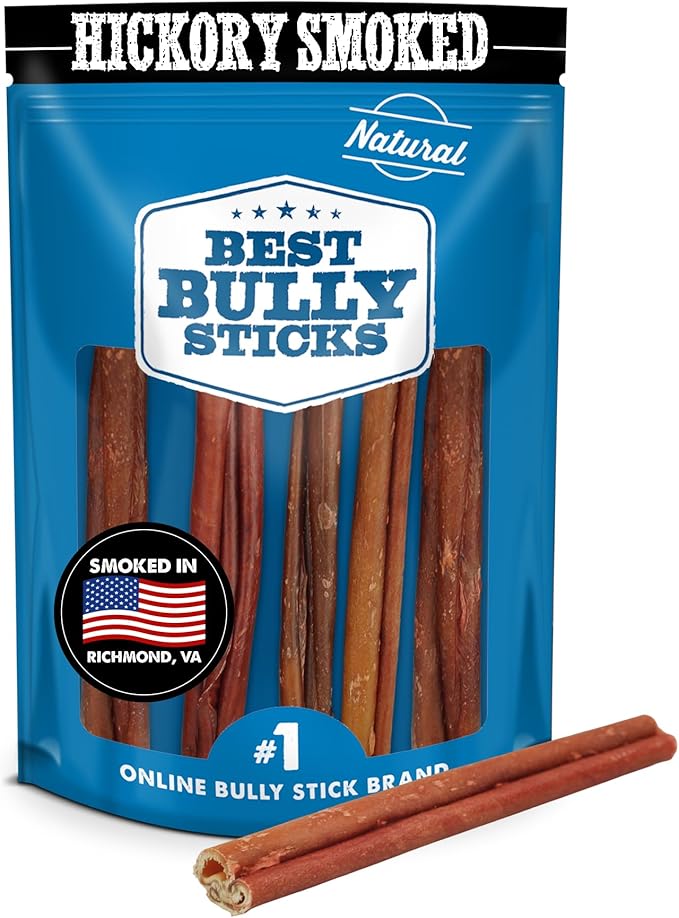 Best Bully Sticks Smoked Bully Sticks with Collagen for Dogs - 5-6 Inch, 5 Count (Pack of 1) - Natural, Grain Free Dog Chews - Medium, Long-Lasting Treats for Aggressive Chewers